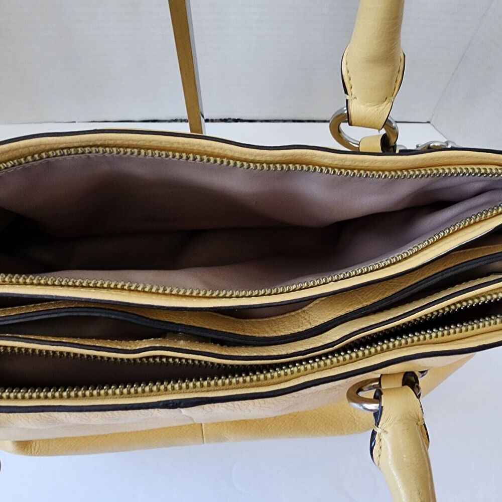 Coach Madison Kara Handbag Canary Yellow Pebbled  Leather  M1220-22262 - Picture 9 of 16